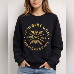 Picasso Black Gold Graphic Crewneck Sweater